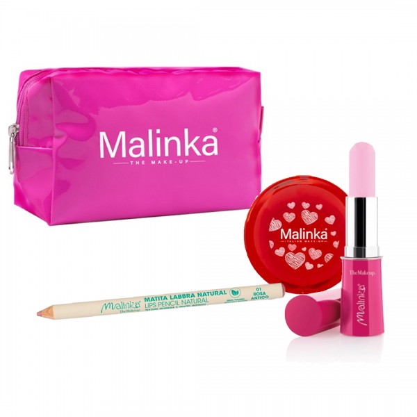 Kit Natural n01 - Pochette Malinka - Matita Labbra Natural 01 – Lipbalm rosa – Specchietto