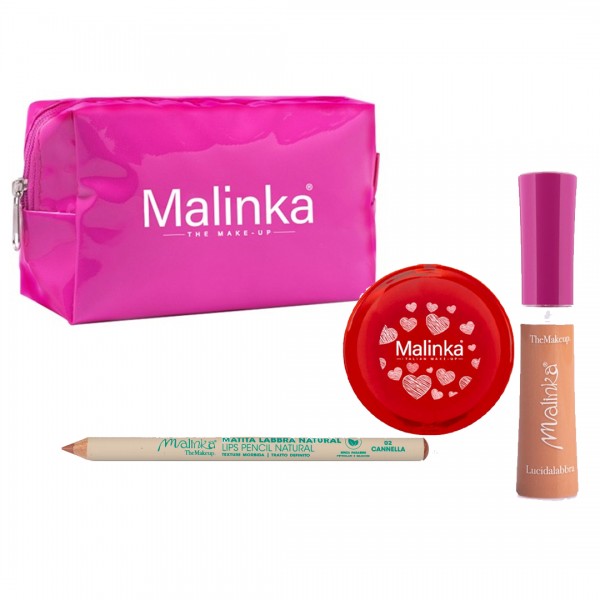 Kit Natural n01 - Pochette Malinka - Matita Labbra Natural 01 – Lipbalm rosa – Specchietto